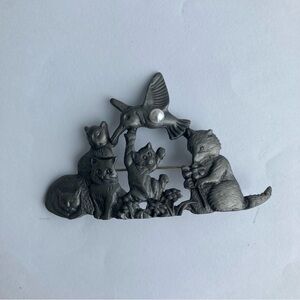 Feminine Silver Animal Brooch Cats Hummingbird Fox Valentine Gift Wife Girlfr